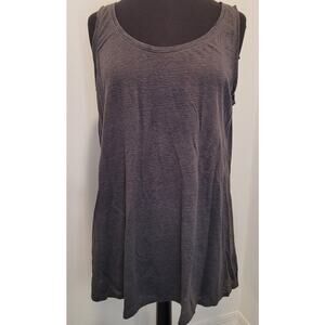 Eileen Fisher Organic Linen Jersey Long Tank Mink Gray Large